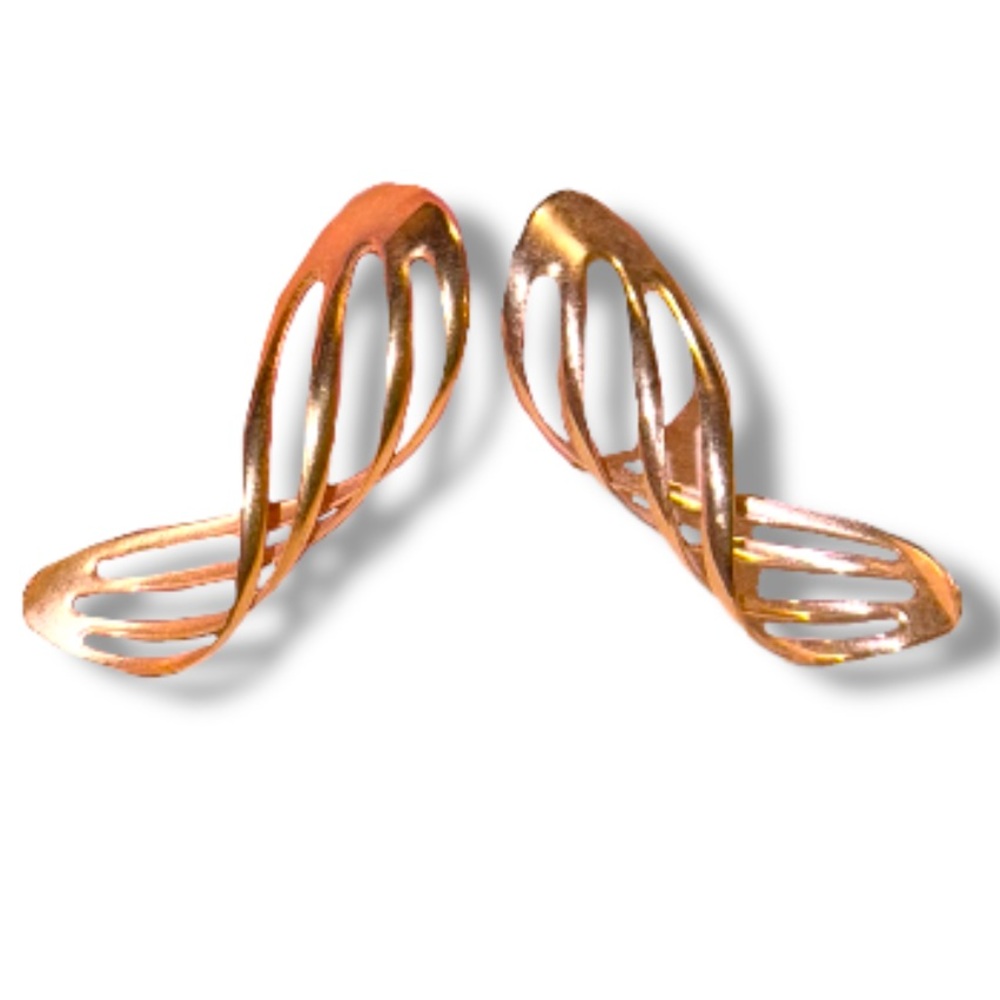 Vintage Gold-Tone Twist Spiral Dangle Statement Earrings
